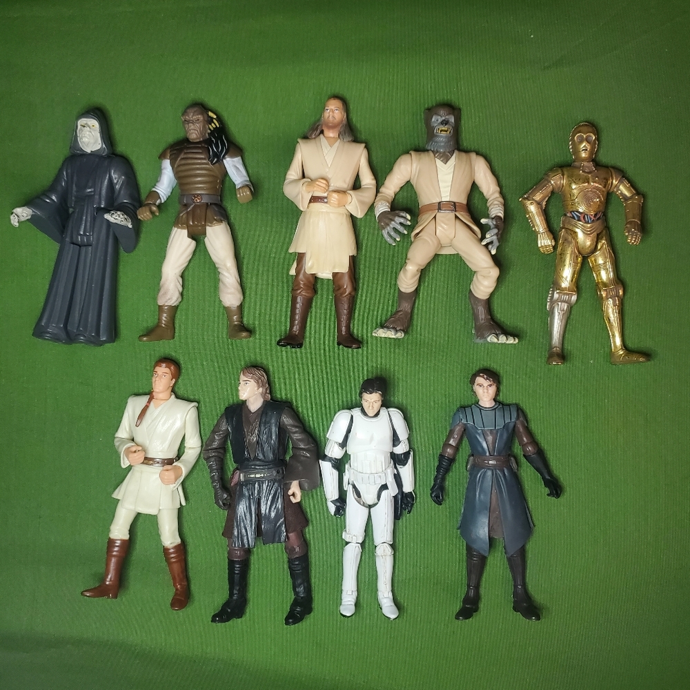 Lot Of 9 Vtg 1984-2009 Star Wars Kenner & Hasbro 3.75" Action Figures ROTJ, ROTS
